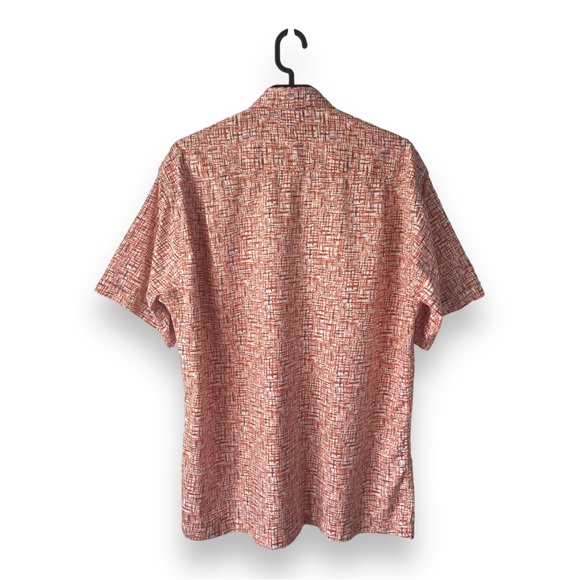 Orange White Ben Sherman Geometric Style Button Down Shirt - Picture 3 of 8